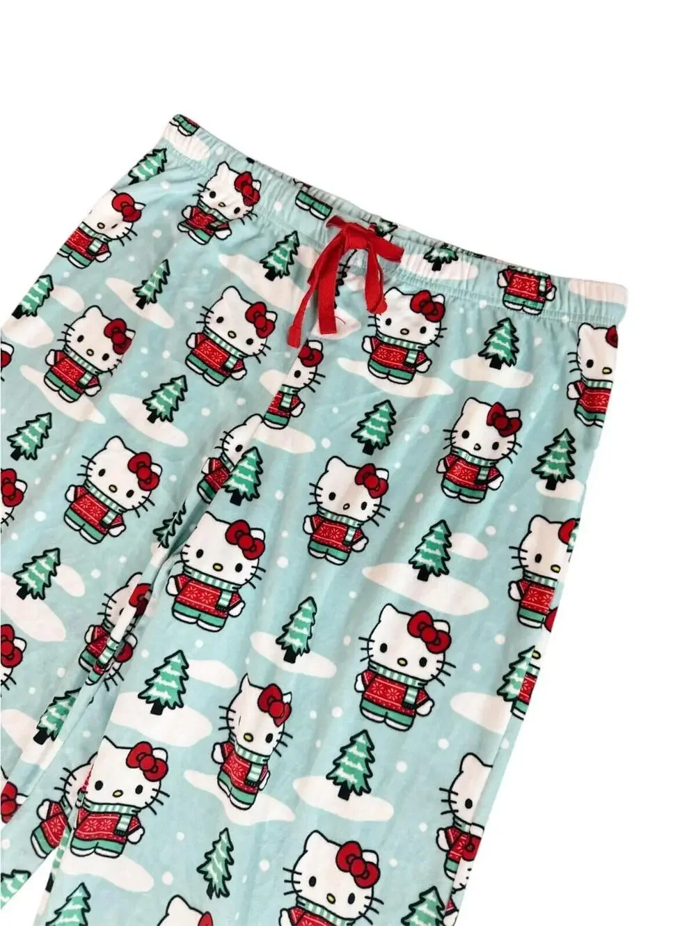 (C181) Hello Kitty Sanrio Holiday Pajama Pants Christmas Tree Snowflake Candy